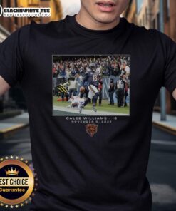 Alt Text: Caleb Williams Chicago Bears NFL Flash Features Week 10 T-Shirt showcasing vibrant design and team logo.