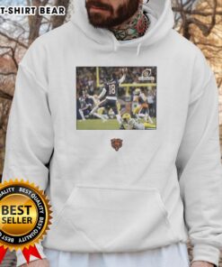 Caleb Williams wearing a Chicago Bears Wild Card hoodie, showcasing NFL merchandise and team spirit.