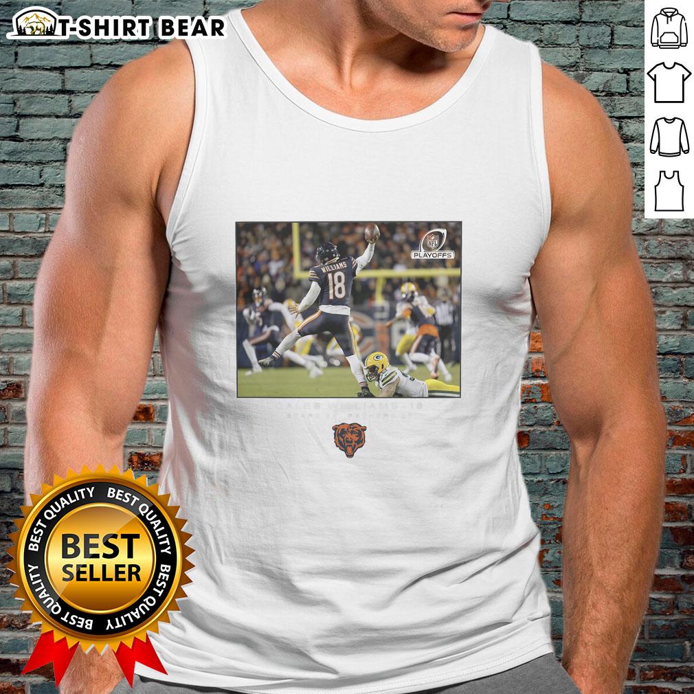 Nice Caleb Williams Chicago Bears Nfl Flash Features Wild Card Tank Top Caleb Williams wearing a Chicago Bears Wild Card tank top, showcasing NFL style and team spirit.