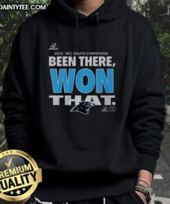 2025 NFC South Champions hoodie featuring Carolina Panthers logo and 'Been There Won That' design for fans.