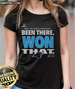 Ladies tee featuring 'Been There Won That' for 2025 NFC South Champions, celebrating the Carolina Panthers.