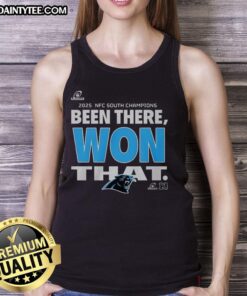 Carolina Panthers 'Been There Won That' 2025 NFC South Champions tank top showcasing team pride and championship spirit.