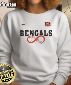 Cincinnati Bengals NFL fan sweatshirt featuring Elvis Presley design, perfect for sports enthusiasts and music lovers.