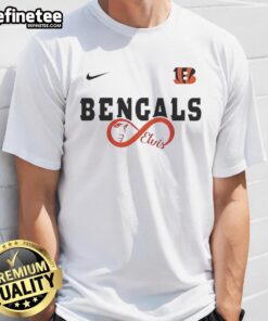 Alt Text: Cincinnati Bengals NFL Elvis Presley Loves You fan t-shirt featuring vibrant graphics and soft fabric for ultimate comfort.