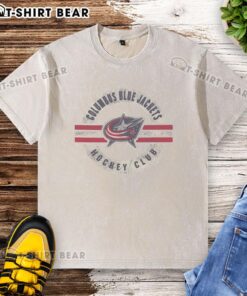 Nice Columbus Blue Jackets surround graphic on a washed t-shirt, perfect for fans of NHL hockey apparel.