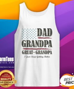 Vintage tank top featuring 'Nice Dad, Grandpa, Great Grandpa' design, celebrating family and timeless style.