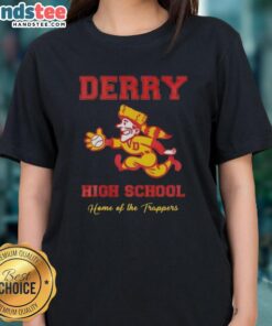 Alt Text: Ladies tee featuring Nice Derry High School Trappers logo, perfect for school spirit and casual wear.