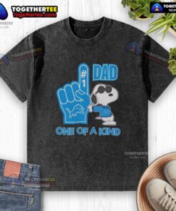 Alt Text: Unique Nice Detroit Lions X Snoopy Dad washed t-shirt featuring vibrant graphics and a comfortable fit. Perfect for fans!