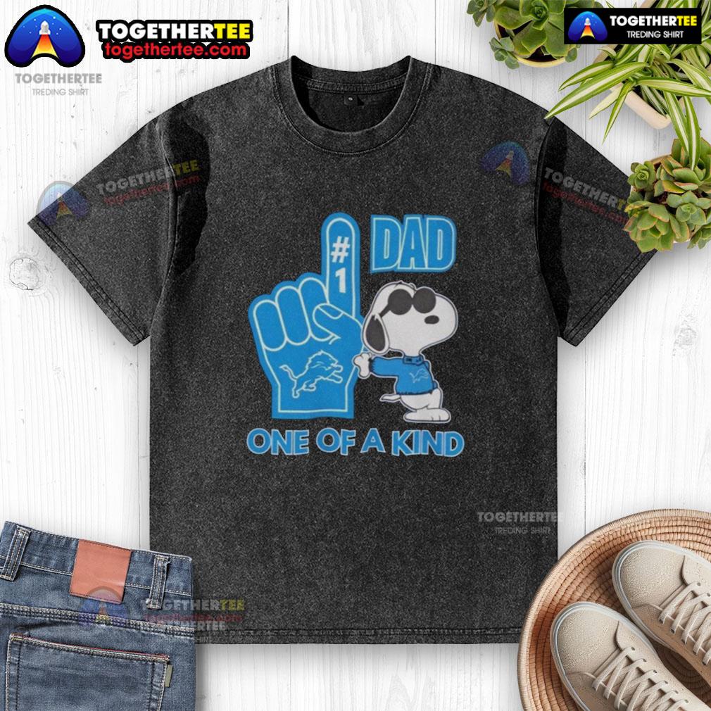 Nice Detroit Lions X Snoopy Dad One Of A Kind Washed T Shirt Alt Text: Unique Nice Detroit Lions X Snoopy Dad washed t-shirt featuring vibrant graphics and a comfortable fit. Perfect for fans!