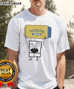 Nice Doodlebob holding Twisted Tea Original can on a stylish t-shirt, perfect for fans of unique graphic tees.