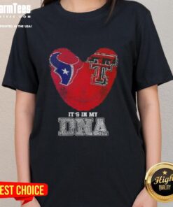 Nice Fingerprints Houston Texans X Texas Tech Red Raiders Its In My DNA ladies tee, showcasing team spirit and style.