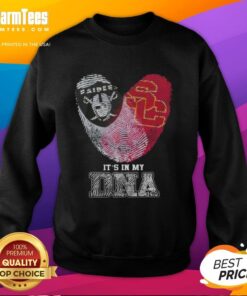 Nice Fingerprints sweatshirt featuring Las Vegas Raiders and USC Trojans, showcasing team spirit and style.