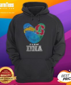 Alt Text: Nice Fingerprints Los Angeles Chargers x Stanford Cardinal hoodie showcasing vibrant design and DNA-themed graphics.