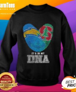 Nice Fingerprints Los Angeles Chargers x Stanford Cardinal sweatshirt featuring 'It's In My DNA' design.