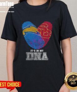Stylish Los Angeles Chargers x USC Trojans ladies tee featuring unique fingerprint design, perfect for fans.