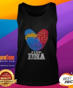 Nice Fingerprints Los Angeles Chargers x USC Trojans It's In My DNA tank top featuring vibrant team colors and design.