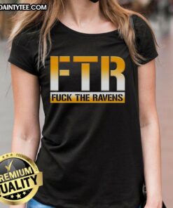 Women's 'F*ck The Ravens' tee featuring Pittsburgh Steelers logo, perfect for football fans and game day attire.