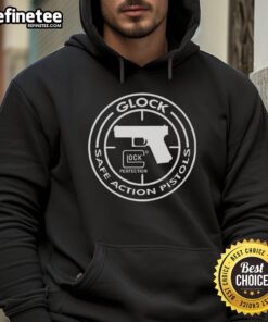 Nice Glock Safe Action Pistols Target Logo Hoodie featuring a stylish design for firearm enthusiasts.