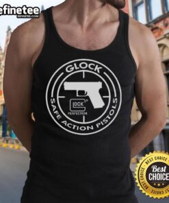 Stylish tank top featuring the Nice Glock Safe Action Pistols logo, perfect for firearm enthusiasts and casual wear.