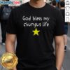 Alt Text: Nice God Bless My Chungus Life Star Scrawl T-Shirt featuring a fun, colorful design for casual wear enthusiasts.