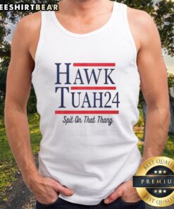 Alt Text: Nice Hawk Tuah 2024 Spit On That Thang Tank Top featuring bold graphics and vibrant colors for a trendy summer look.