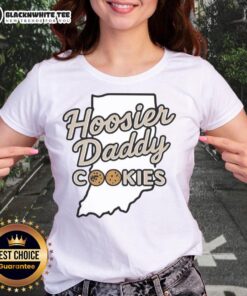 Nice Hoosier Daddy Cookies State Ladies Tee featuring a fun design for Indiana cookie lovers, perfect for casual wear.