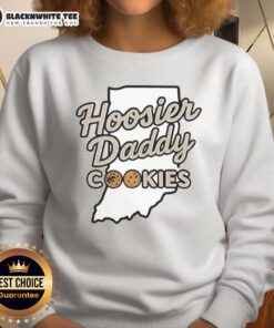 Cozy Nice Hoosier Daddy Cookies State sweatshirt displayed on a hanger, perfect for casual wear and cookie lovers.