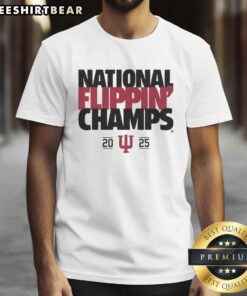 Alt Text: Nice Hoosiers Indiana Football National Flippin' Champs T-Shirt featuring bold graphics and vibrant colors.