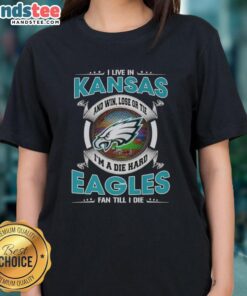 Die-hard Eagles fan ladies' tee, perfect for Kansas fans showing team spirit, win or lose.