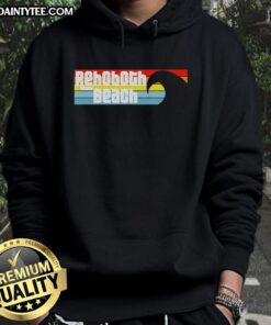 Cozy hoodie featuring 'I Love Rehoboth Beach Delaware' design with Atlantic waves, perfect for beach lovers.