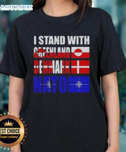 Nice I Stand With Greenland Denmark NATO Ladies Tee showcasing a stylish design supporting Greenland and Denmark.