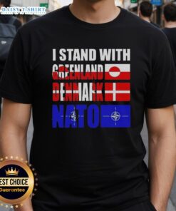 Nice I Stand With Greenland Denmark NATO T-Shirt showcasing support for Greenland and NATO in a stylish design.