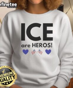 Cozy Nice Ice Are Heroes sweatshirt featuring a bold graphic design, perfect for casual wear and ice-themed events.