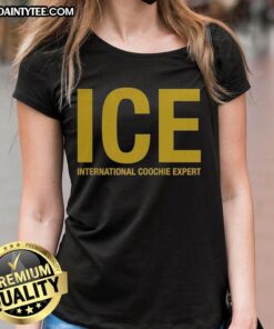 Nice ICE International Coochie Experts logo featured on a stylish ladies tee, perfect for casual wear.