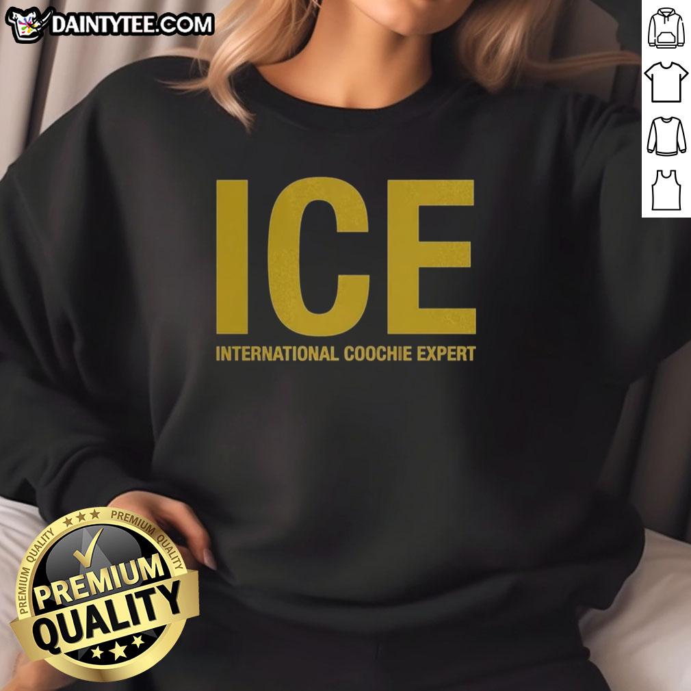 nice-ice-international-coochie-experts-logo-sweatshirt Alt Text: Nice ICE International Coochie Experts logo on a stylish sweatshirt, perfect for fans and merchandise collectors.