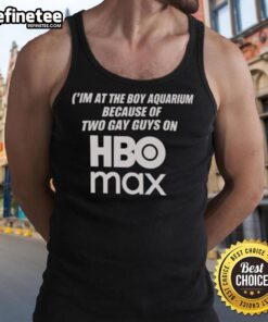 Two guys in tank tops at an aquarium, highlighting their fun outing for HBO Max's 'Nice, I'm at the Boy' series.