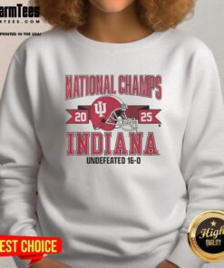 Nice Indiana Football 2025 CFP National Champions arched helmet sweatshirt in vibrant colors, perfect for fans.