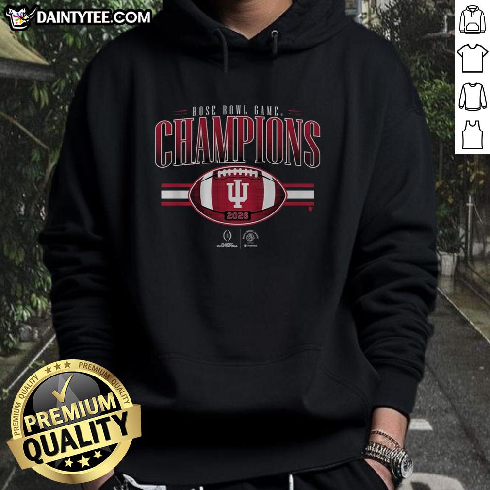 nice-indiana-football-cfp-rose-bowl-champions-hoodie Alt Text: Nice Indiana Football CFP Rose Bowl Champions Hoodie showcasing team pride and celebration of victory.