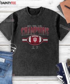 Nice Indiana Football CFP Rose Bowl Champions washed t-shirt showcasing team pride and celebration.