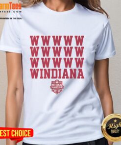 Alt Text: Nice Indiana Football Windiana 2025 National Champions ladies tee featuring bold graphics and vibrant colors.