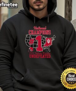 2025 National Champions IU Football hoodie in red, showcasing Nice Indiana Hoosiers number one design.