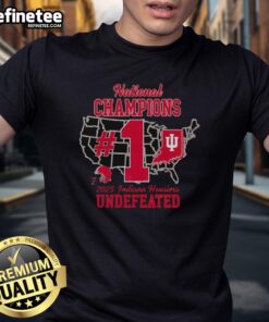 Alt Text: Nice Indiana Hoosiers 2025 National Champions IU Football Number One T-Shirt in red with bold team logo.