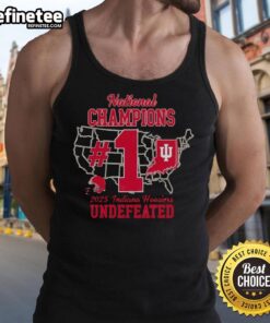 Nice Indiana Hoosiers 2025 National Champions IU Football Number One tank top in red, celebrating IU sports pride.