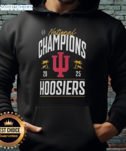 Alt Text: Nice Indiana Hoosiers College Football Playoff National Champions 2025 logo on a palm tree hoodie design.