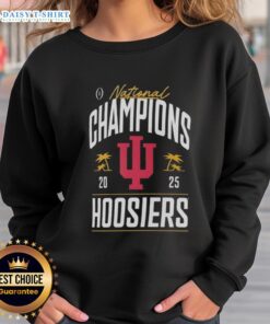 2025 Nice Indiana Hoosiers College Football Playoff National Champions logo on a palm tree sweatshirt.