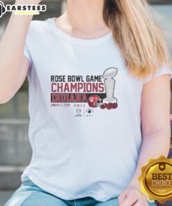 Nice Indiana Hoosiers Football 2026 CFP Rose Bowl Champions ladies tee, showcasing team pride and celebration.