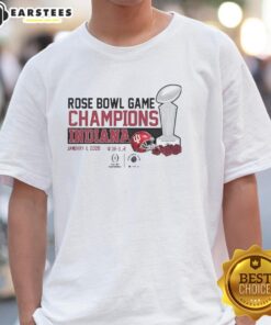 Alt Text: 2026 CFP Rose Bowl Champions T-Shirt featuring Nice Indiana Hoosiers Football design, perfect for fans.