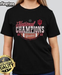 Nice Indiana Hoosiers Football National Champions 2025 CFP Half Football Ladies Tee shirt design in vibrant colors.