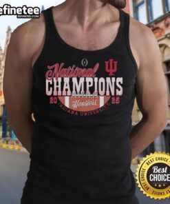 Nice Indiana Hoosiers Football National Champions 2025 CFP Half Football Tank Top displayed on a neutral background.