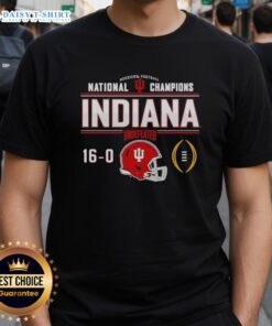 Indiana Hoosiers football national champions undefeated 16-0 helmet t-shirt design featuring team colors and logo.